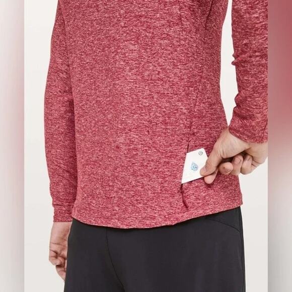 Lululemon Surge Warm 1/2 Zip Silver Heathered Dark Red Sport Size XL EUC M3D42S - Picture 2 of 10